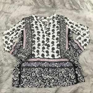 LOFT The Softened Shirt Long Sleeve Floral Top XS